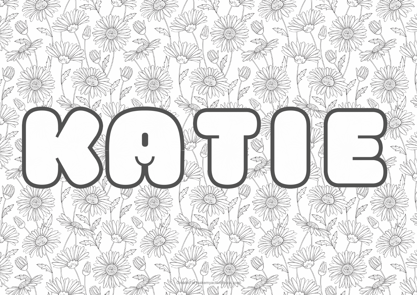 Katie flowers colouring sheet