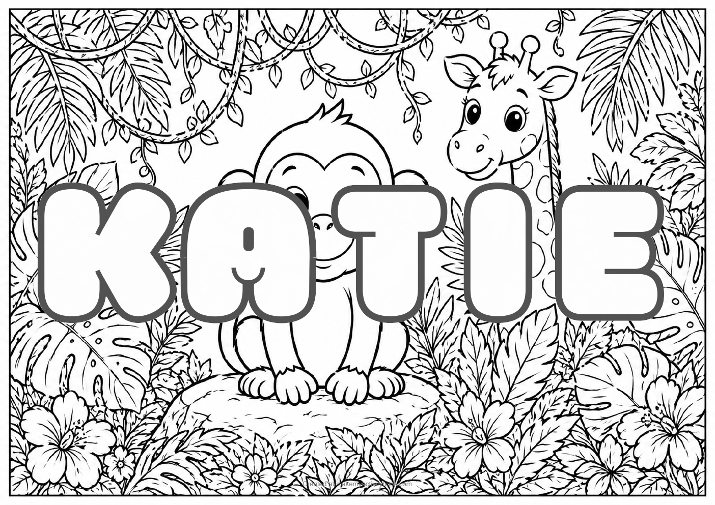 Katie jungle colouring sheet