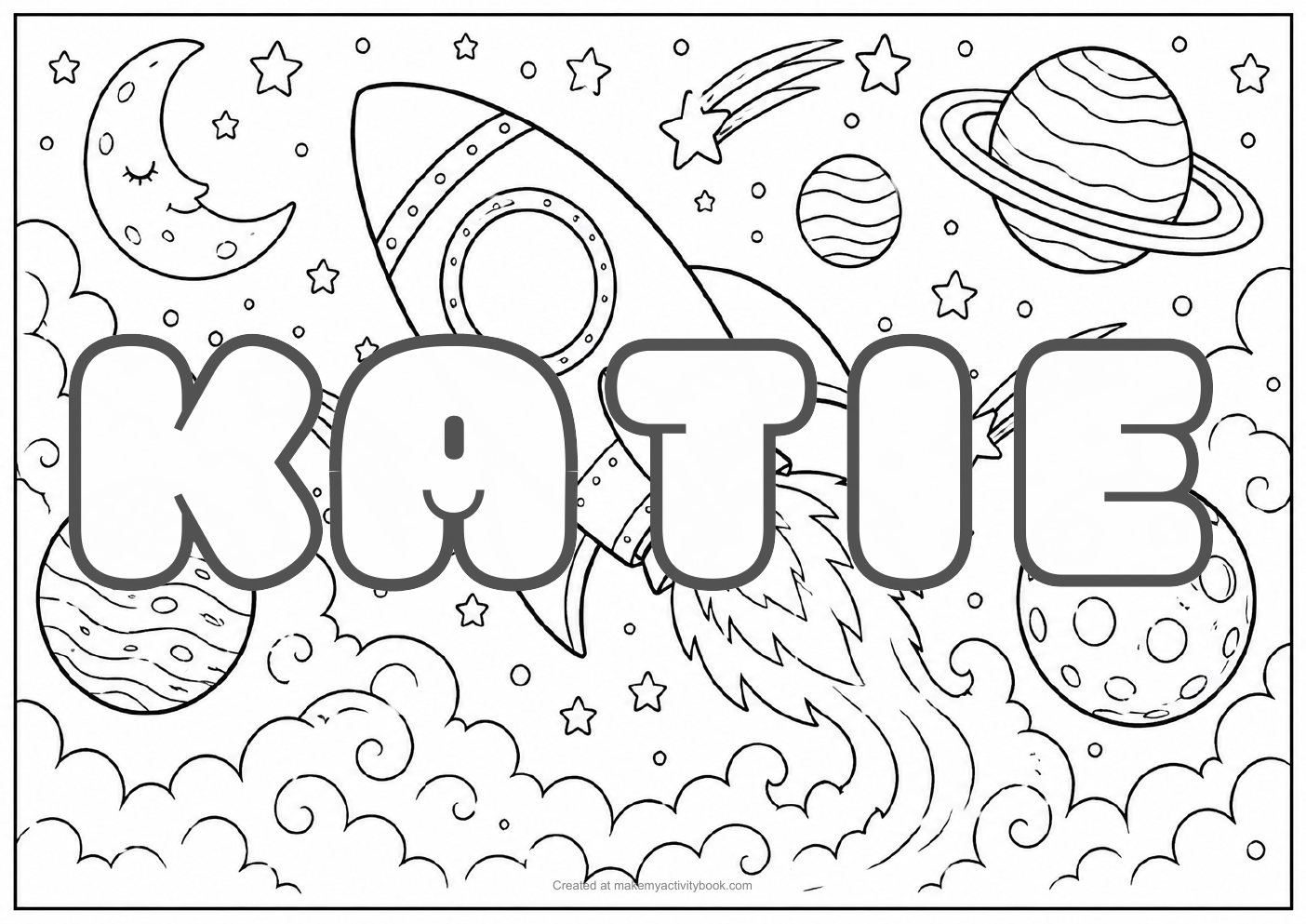 Katie space colouring sheet