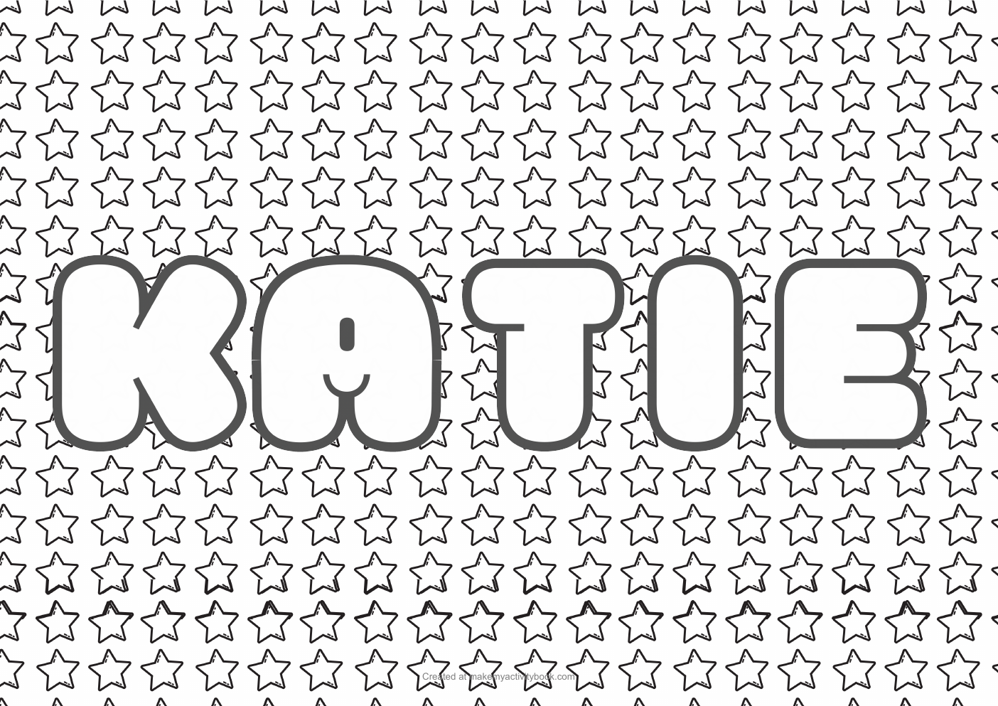 Katie Bubble letters — Stars border colouring sheet