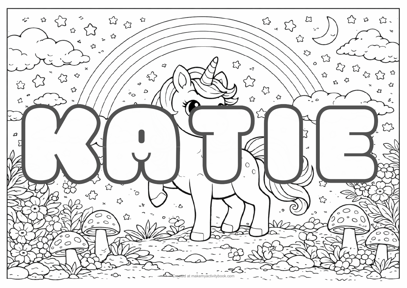 Katie unicorn colouring sheet