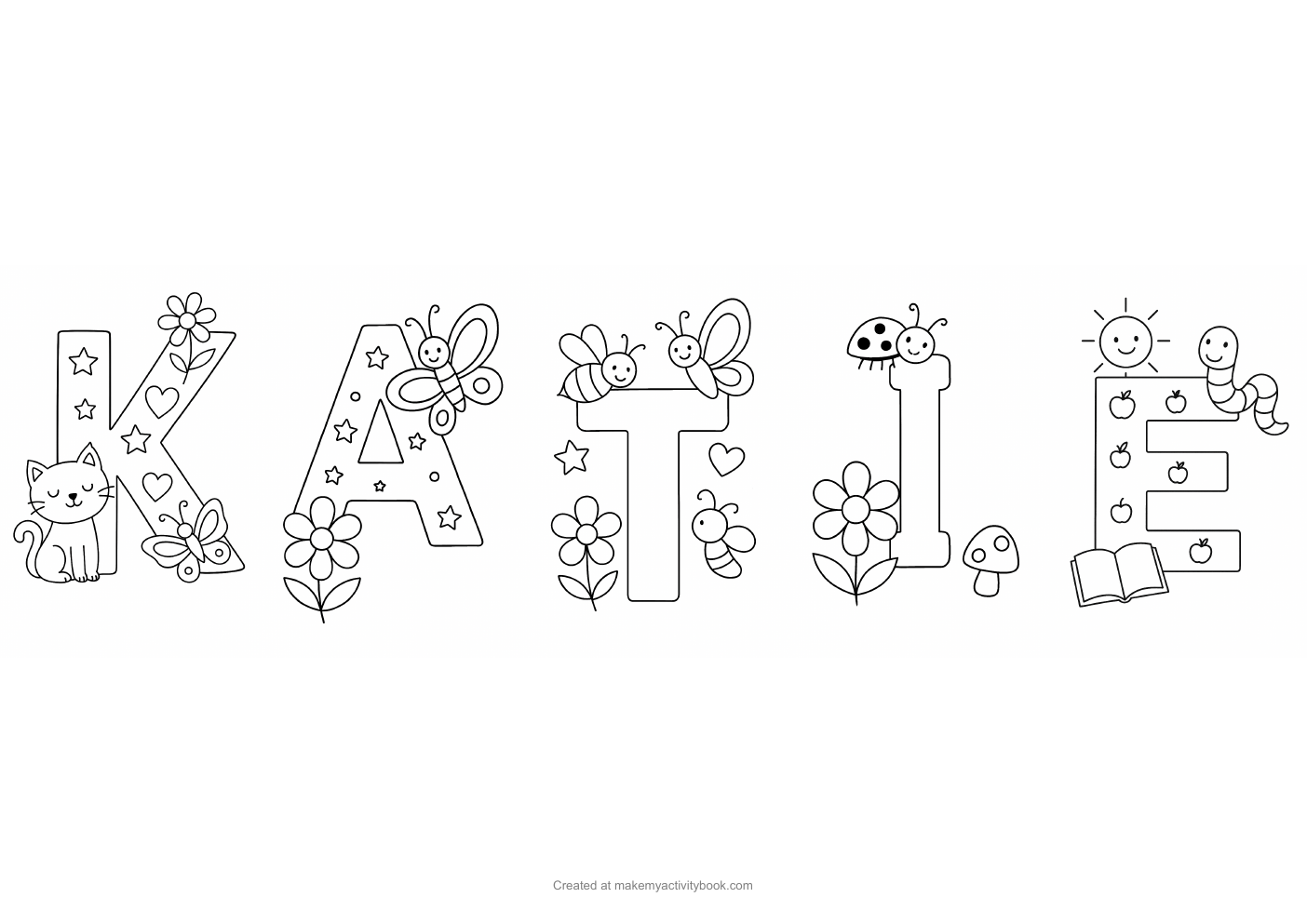 Katie letters colouring sheet