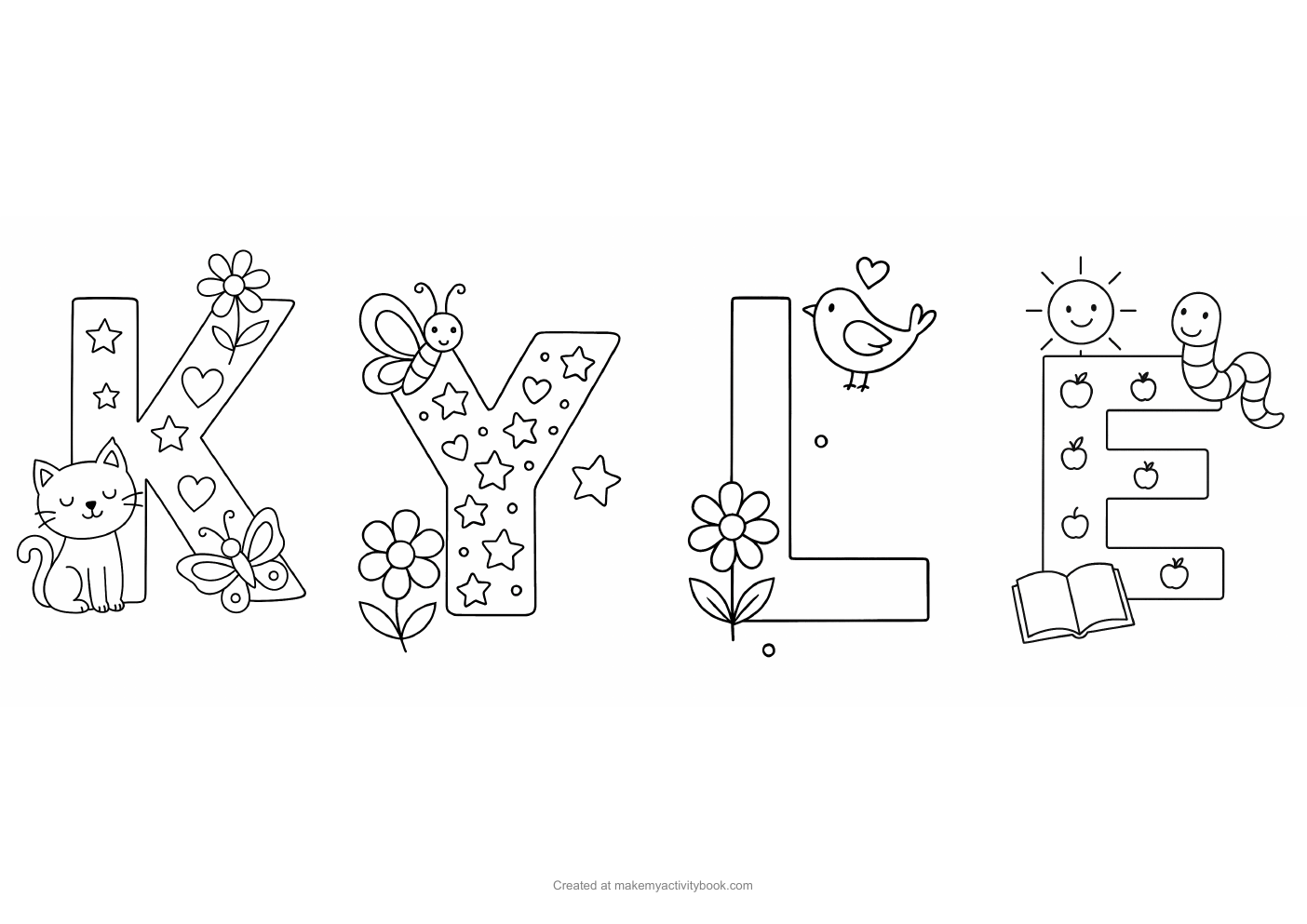 Kyle Flowers letters colouring sheet
