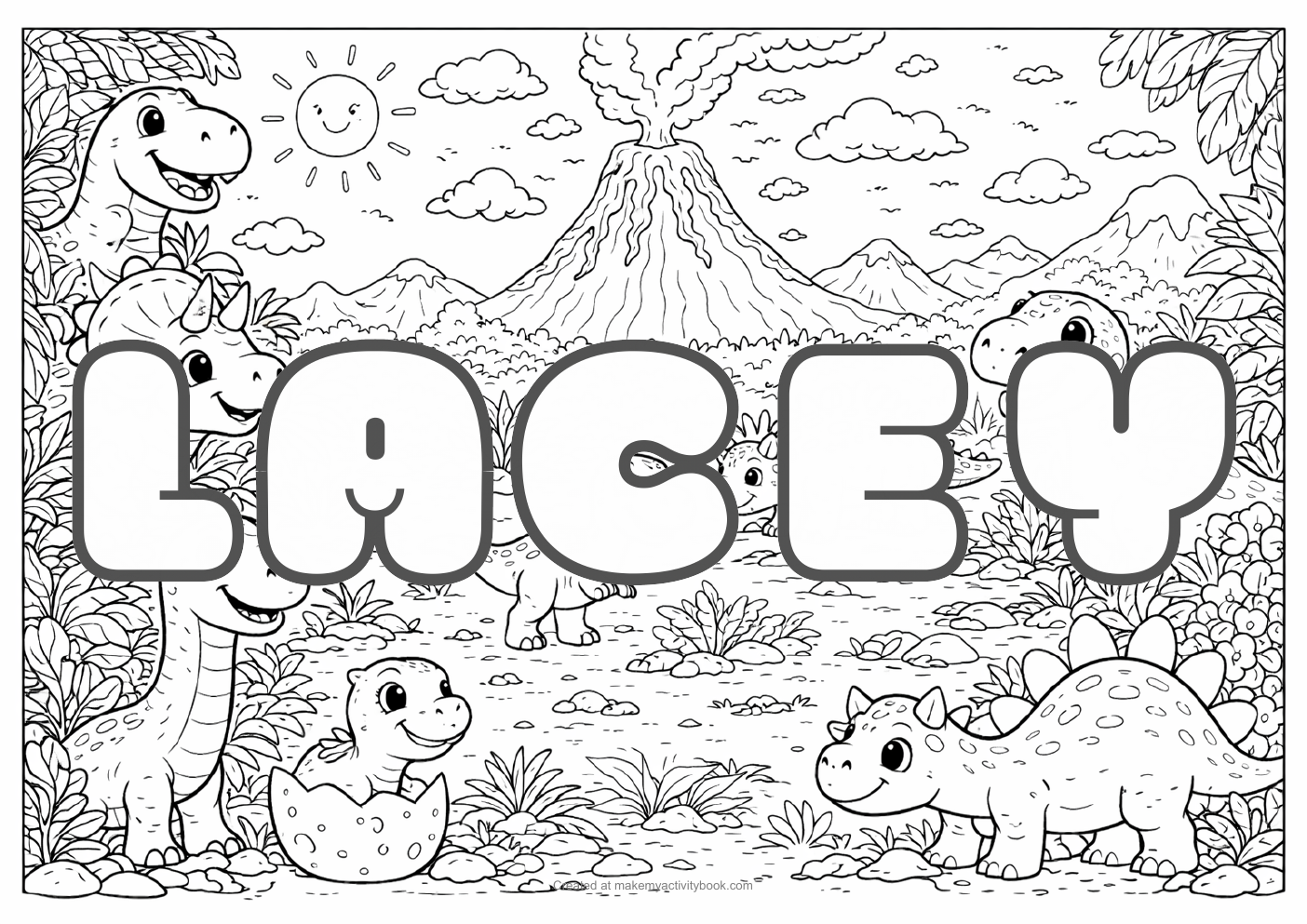 Lacey dinosaur colouring sheet