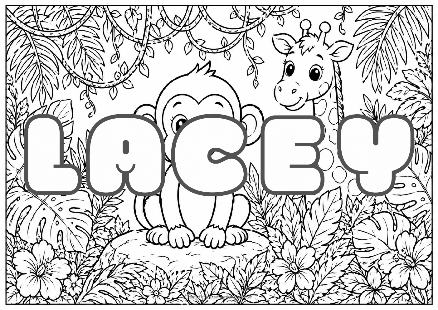 Lacey jungle colouring sheet