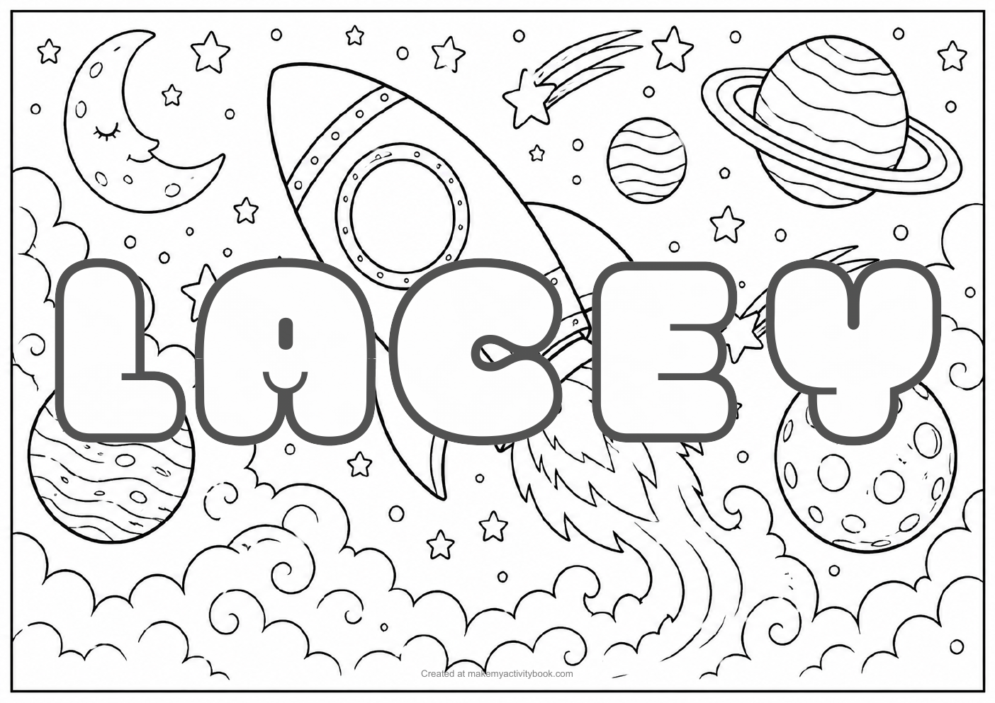 Lacey space colouring sheet