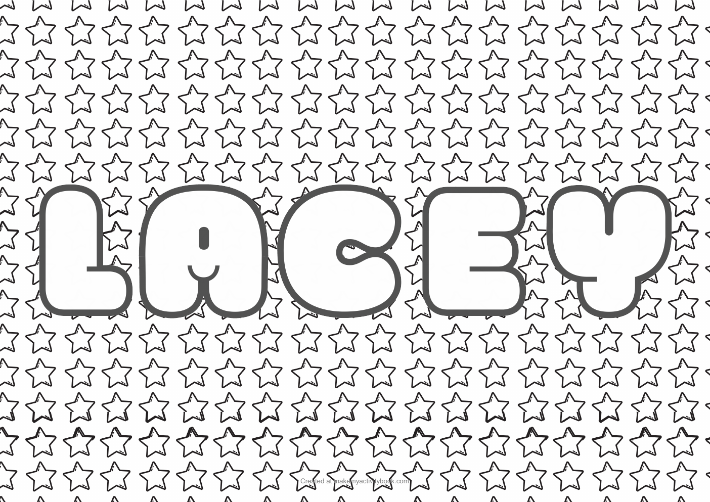 Lacey Bubble letters — Stars border colouring sheet