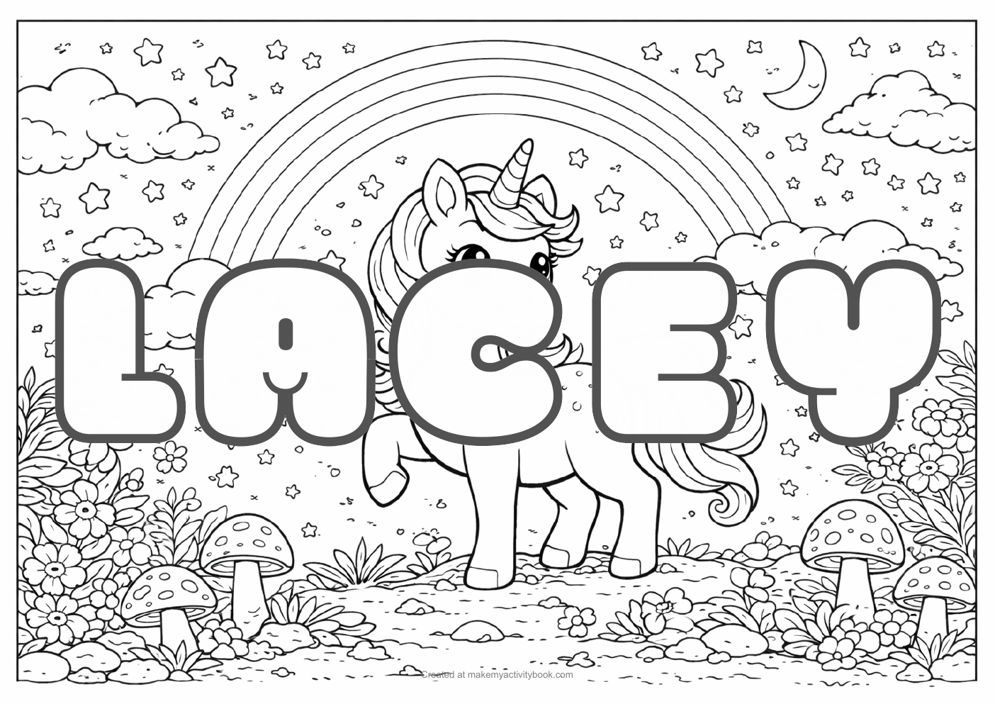 Lacey unicorn colouring sheet