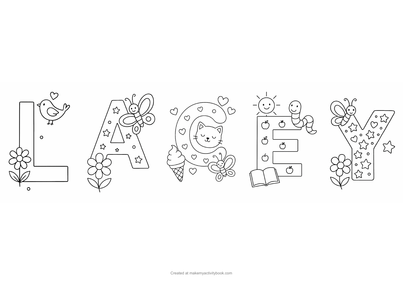 Lacey letters colouring sheet