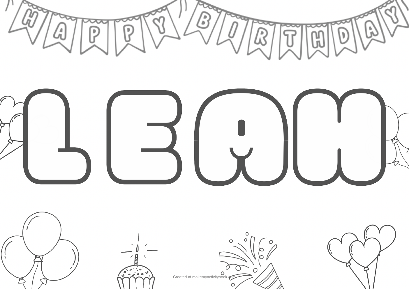 Leah birthday colouring sheet