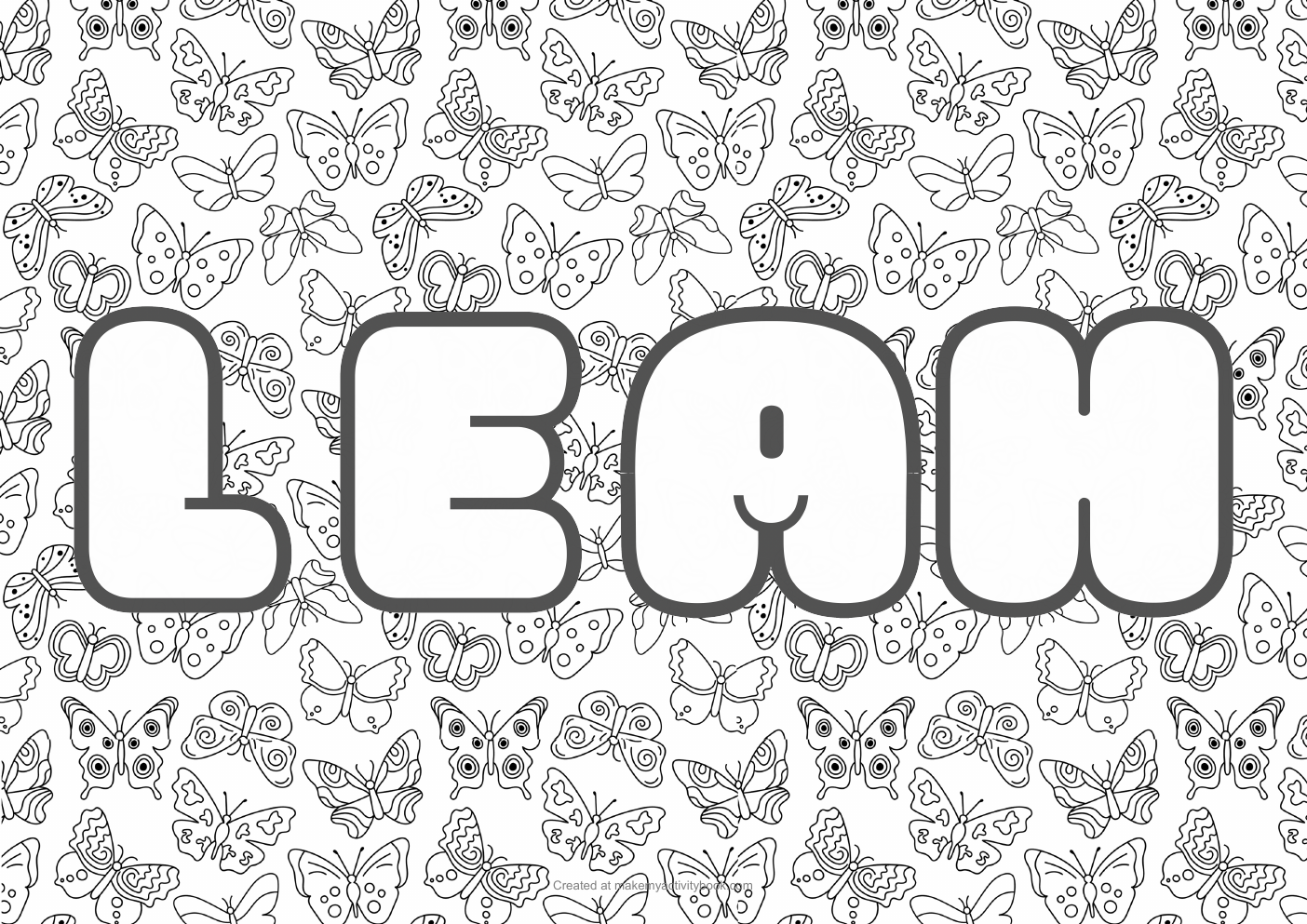 Leah butterflies colouring sheet