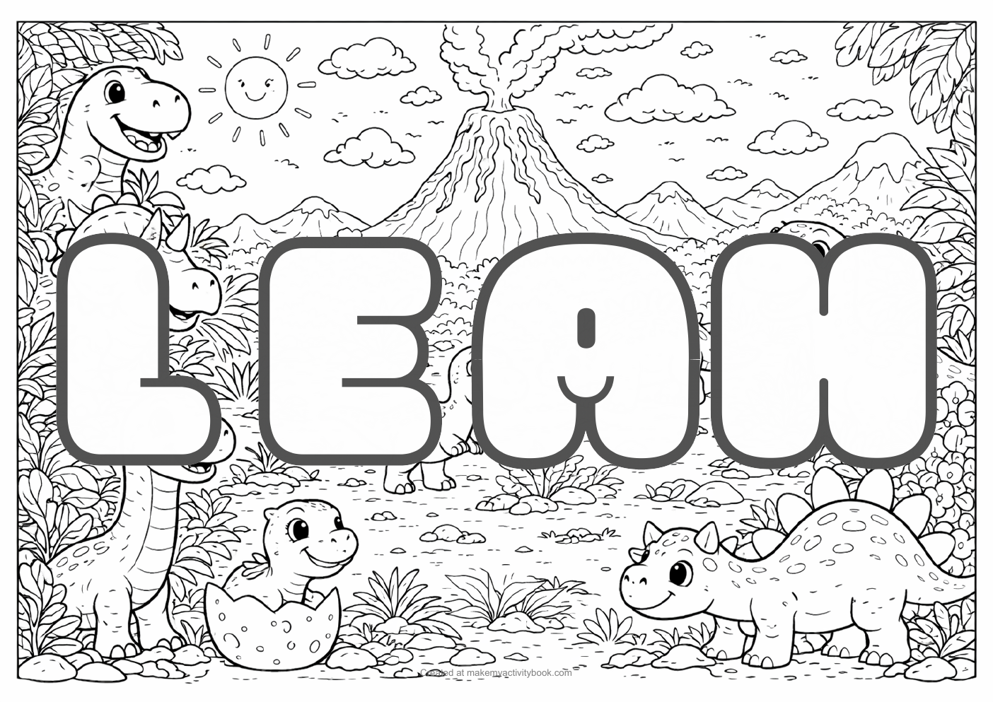 Leah dinosaur colouring sheet