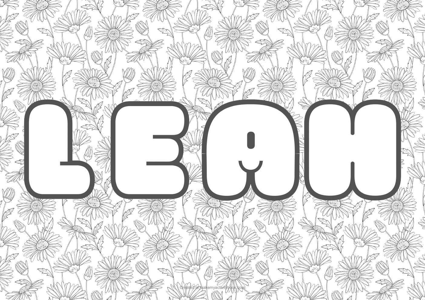 Leah flowers colouring sheet