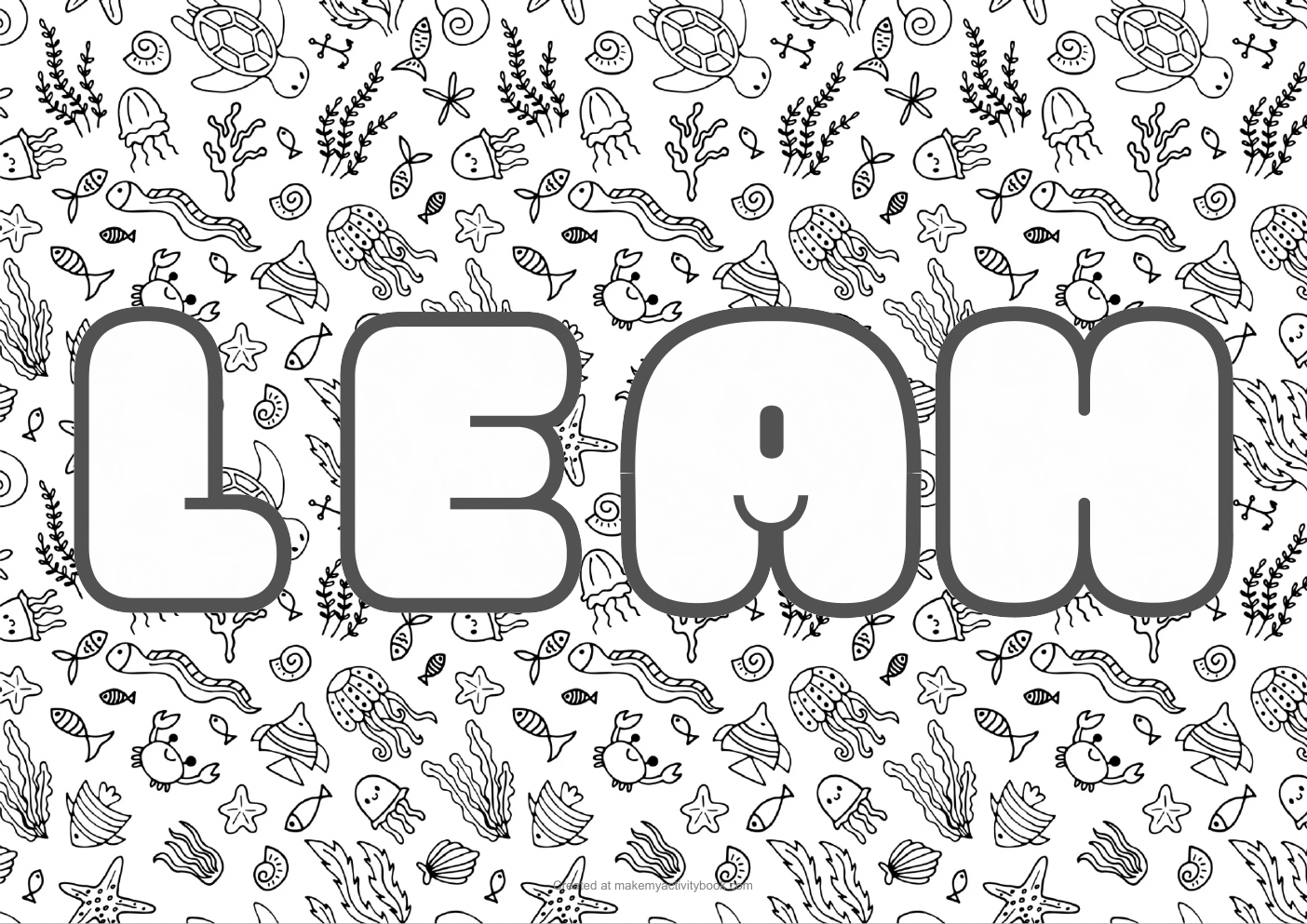 Leah sea colouring sheet