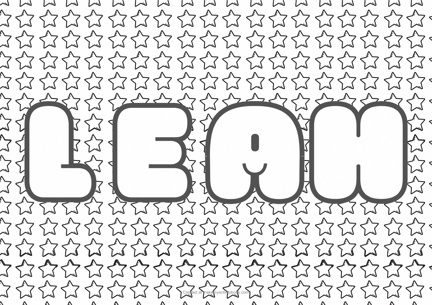 Leah Bubble letters — Stars border colouring sheet