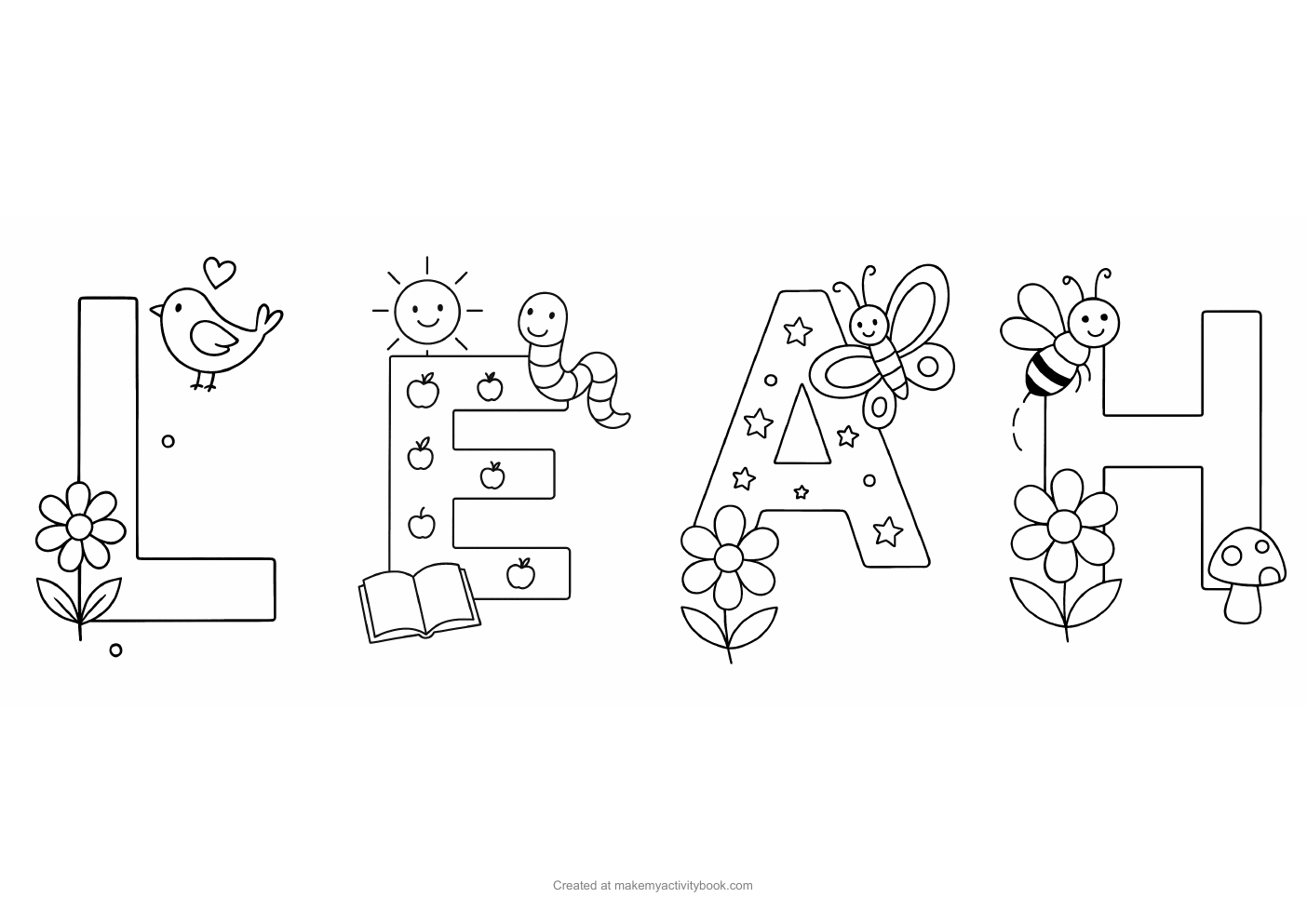 Leah letters colouring sheet