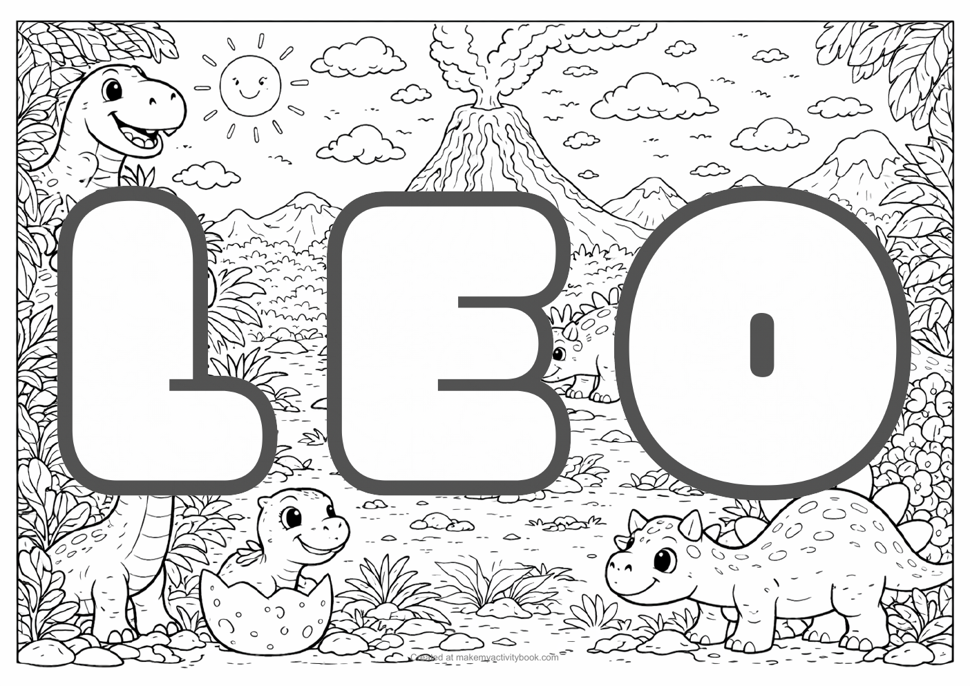 Leo dinosaur colouring sheet