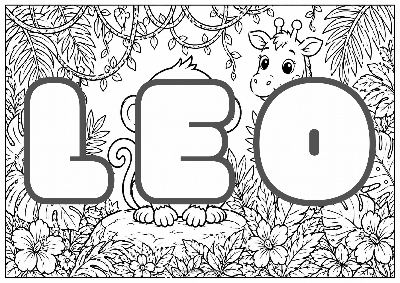 Leo jungle colouring sheet
