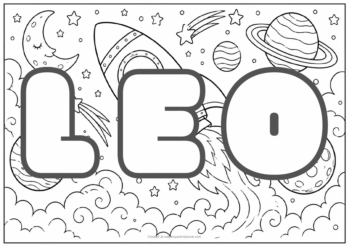 Leo space colouring sheet