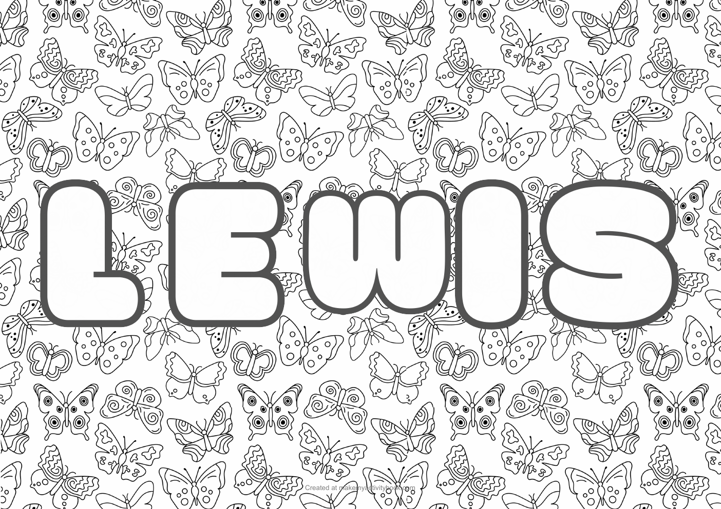 Lewis butterflies colouring sheet