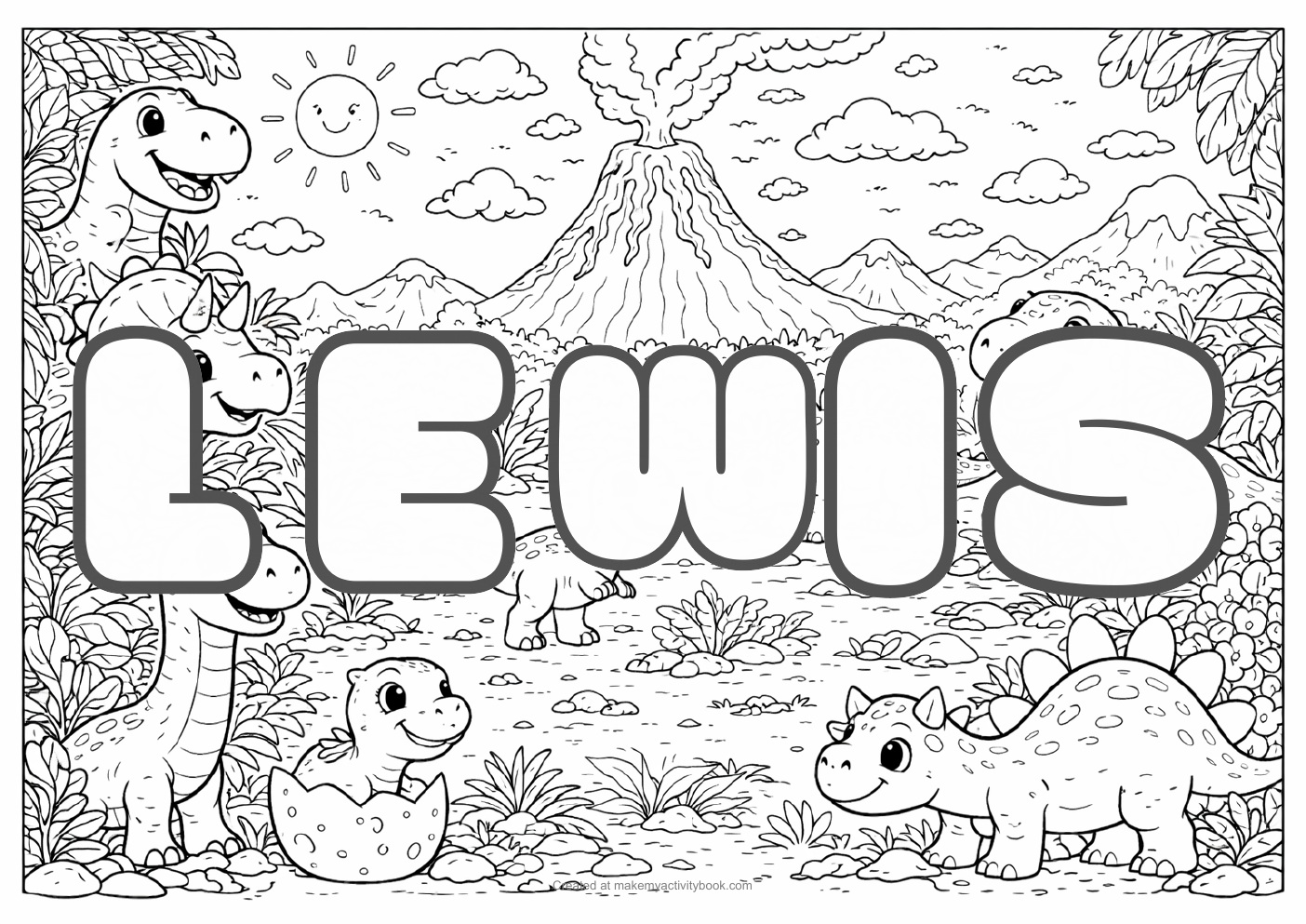 Lewis dinosaur colouring sheet