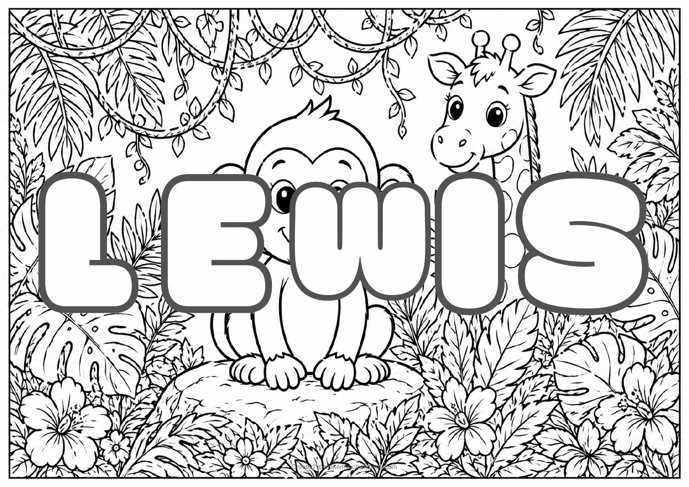 Lewis jungle colouring sheet