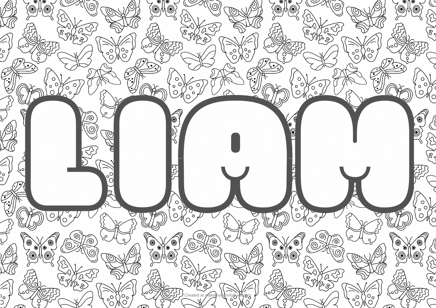 Liam butterflies colouring sheet