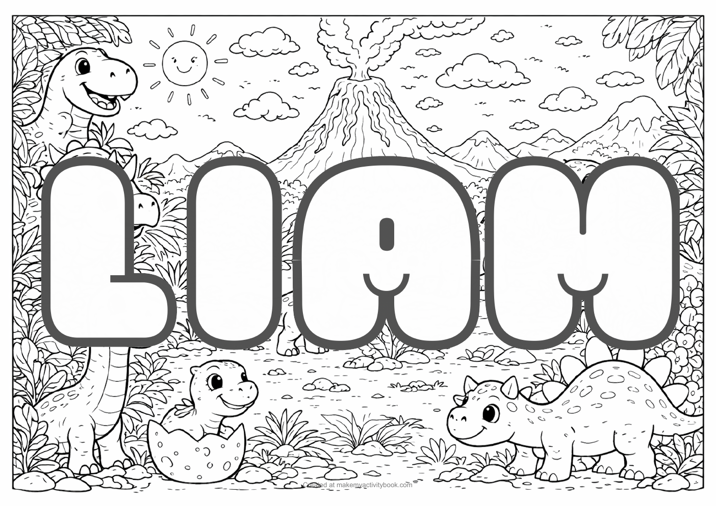 Liam dinosaur colouring sheet