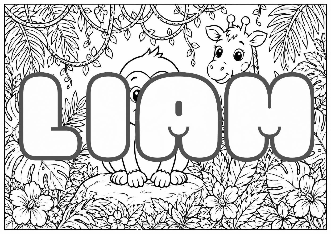 Liam jungle colouring sheet