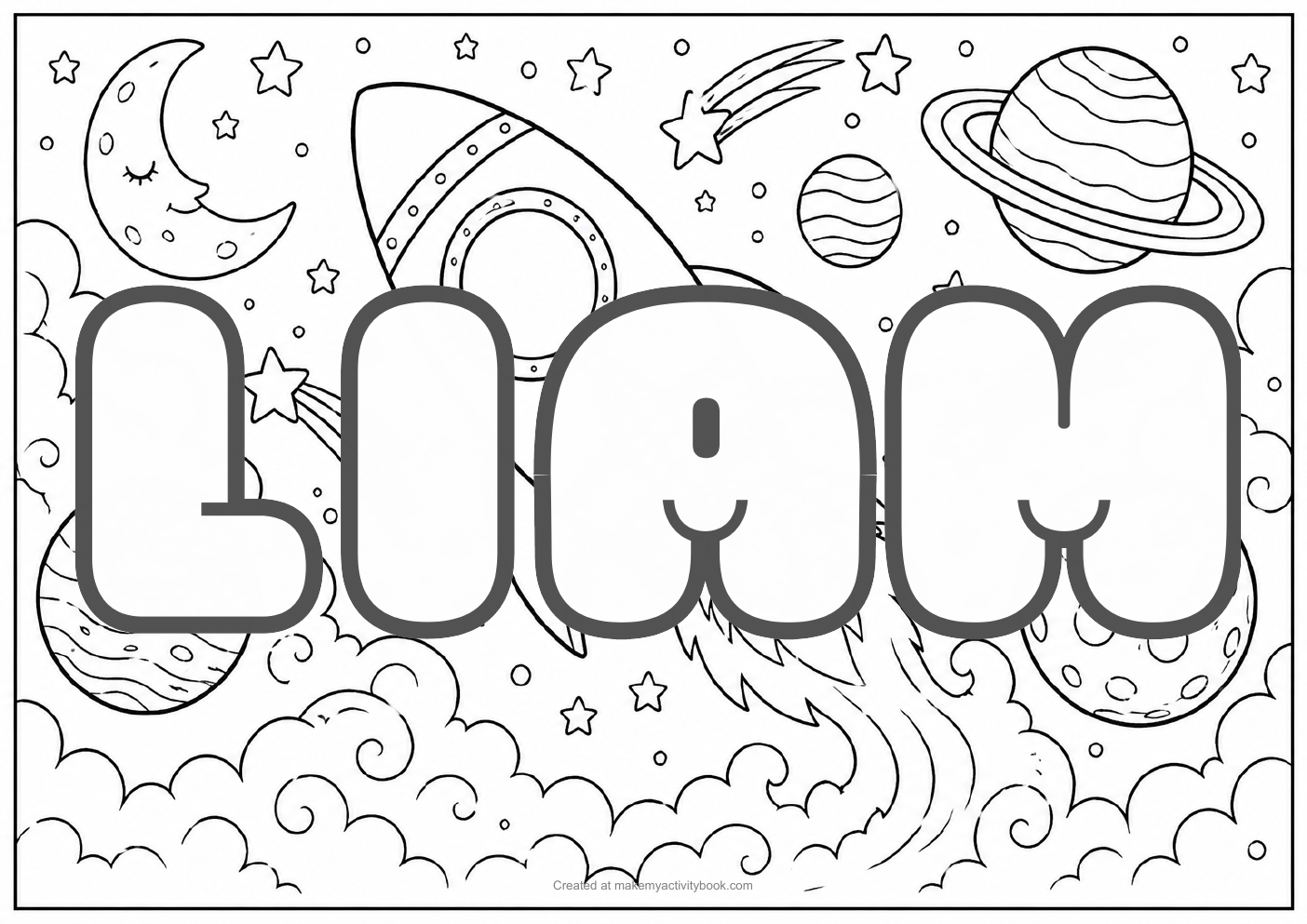Liam space colouring sheet