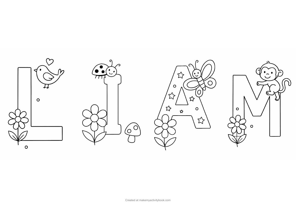 Liam Flowers letters colouring sheet