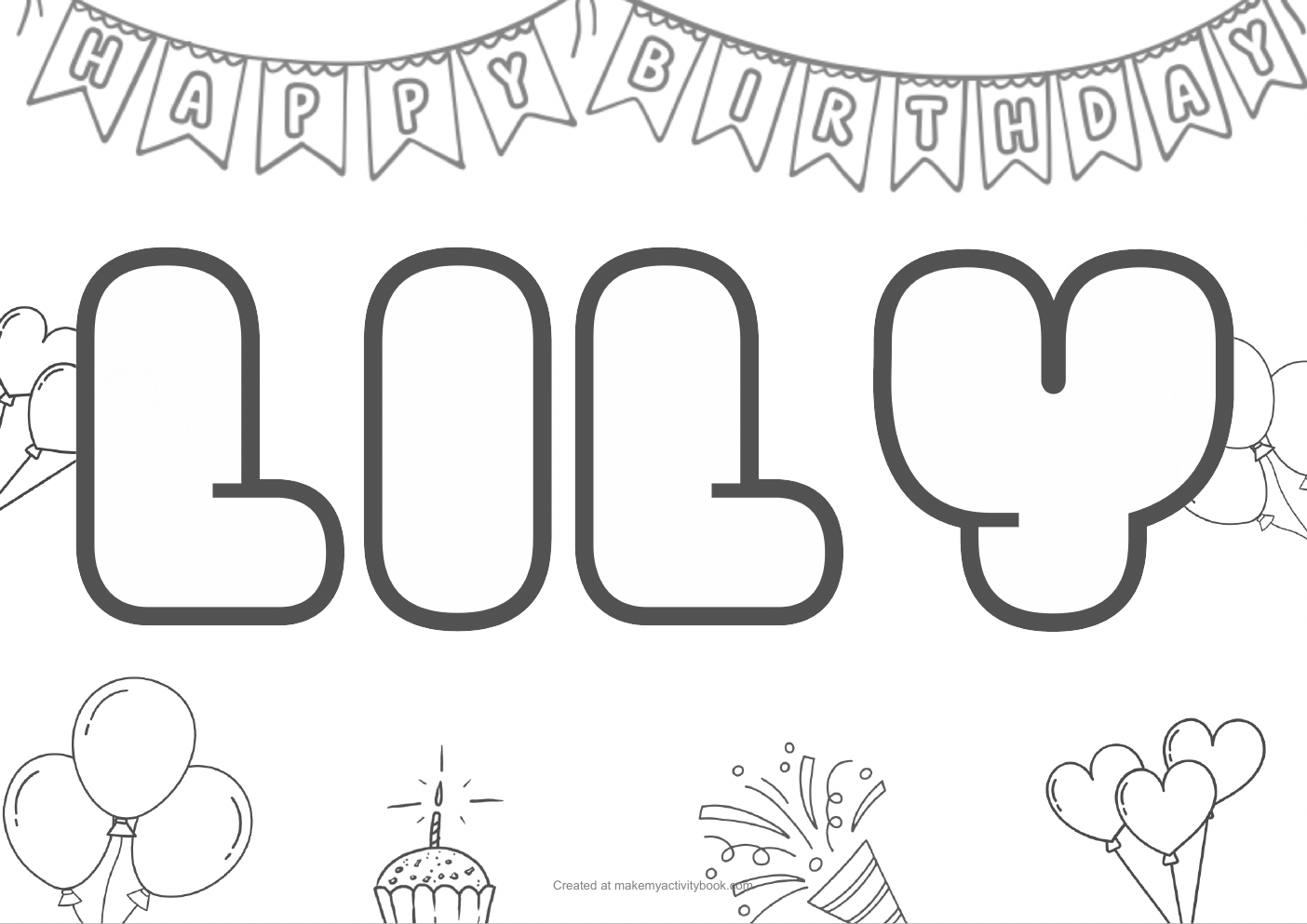 Lily birthday colouring sheet