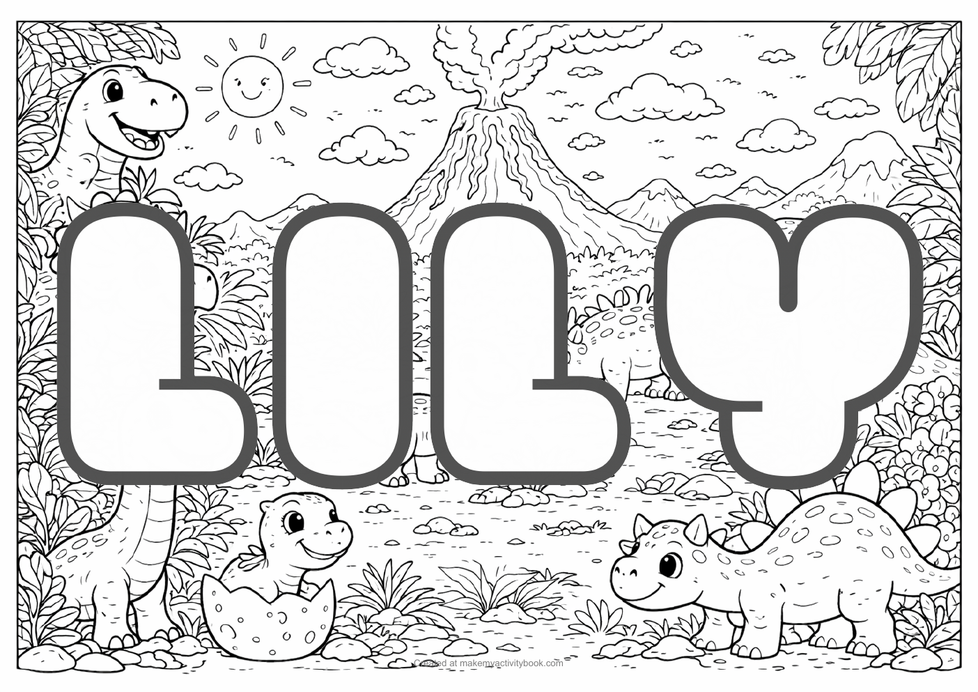 Lily dinosaur colouring sheet