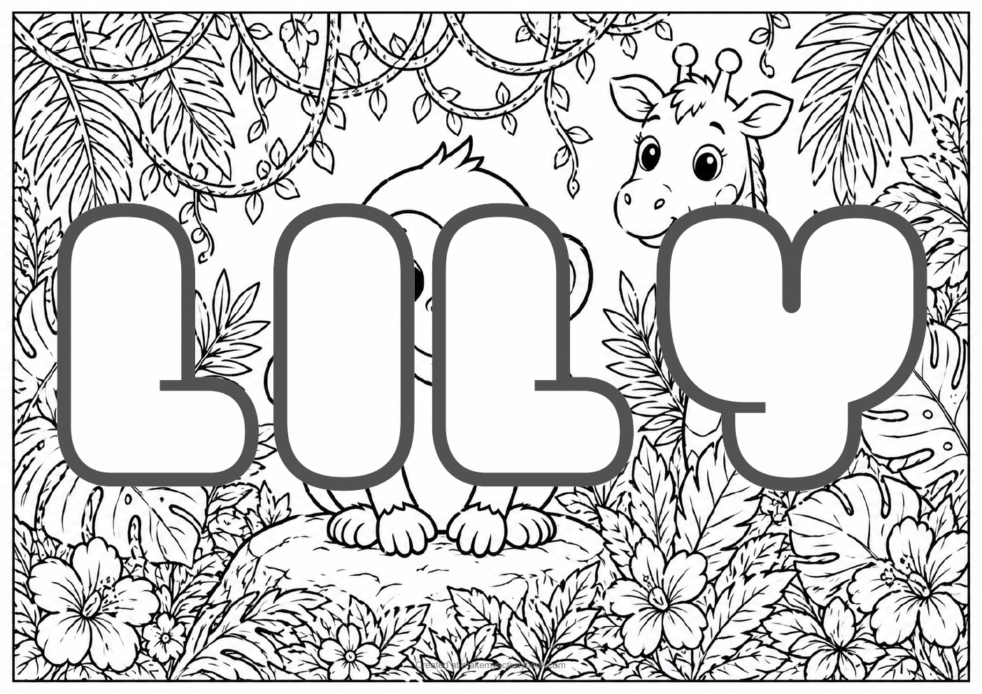 Lily jungle colouring sheet