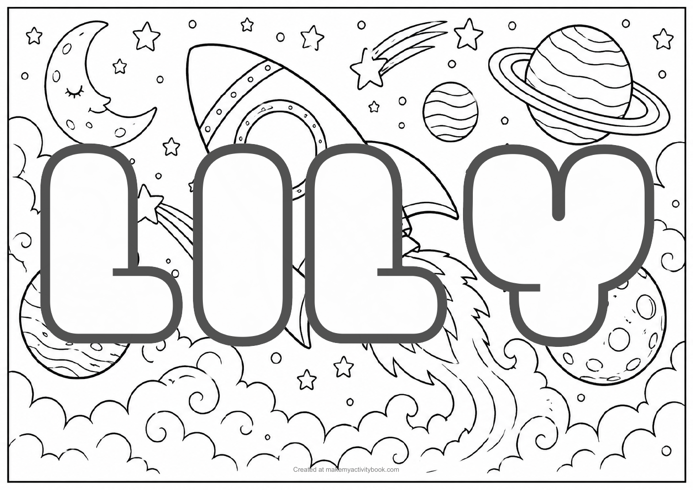 Lily space colouring sheet