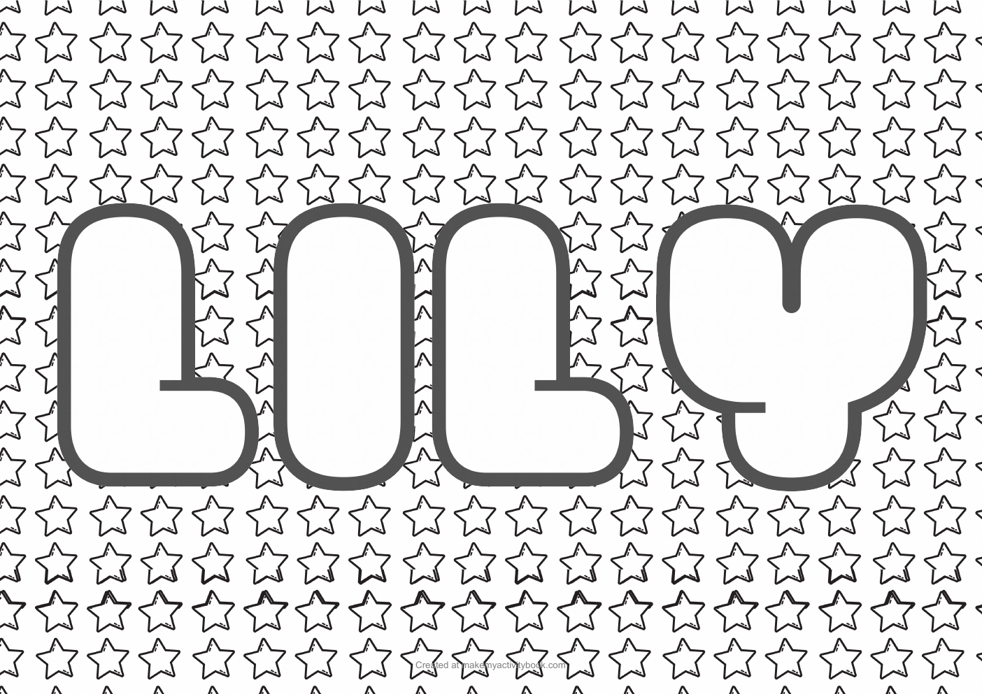 Lily Bubble letters — Stars border colouring sheet