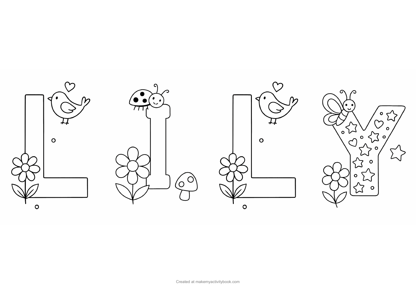 Lily letters colouring sheet
