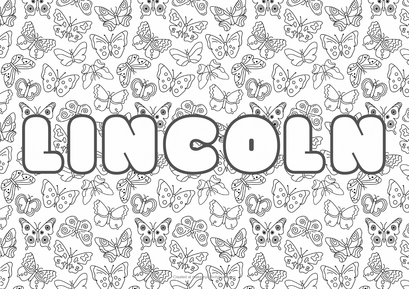 Lincoln butterflies colouring sheet