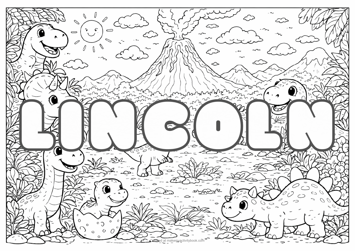 Lincoln dinosaur colouring sheet