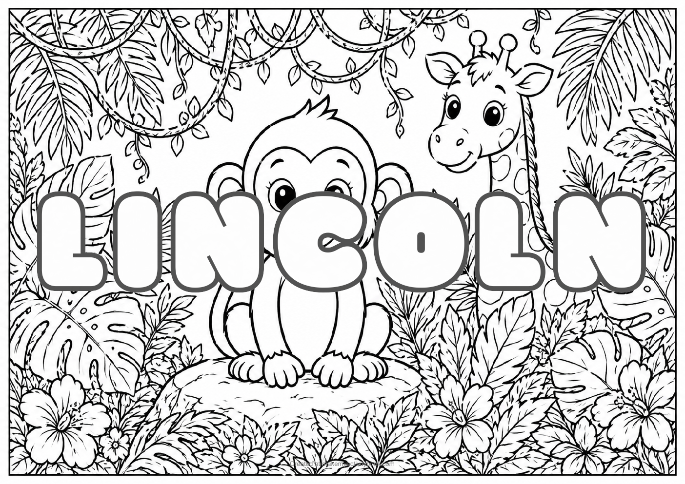Lincoln jungle colouring sheet