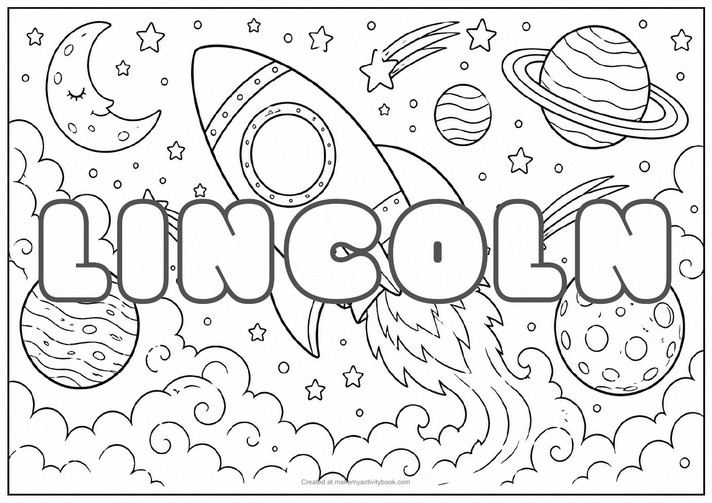 Lincoln space colouring sheet