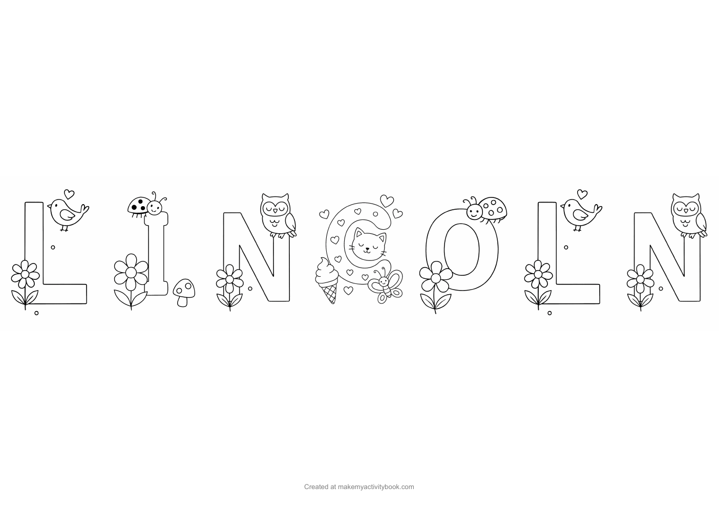 Lincoln letters colouring sheet