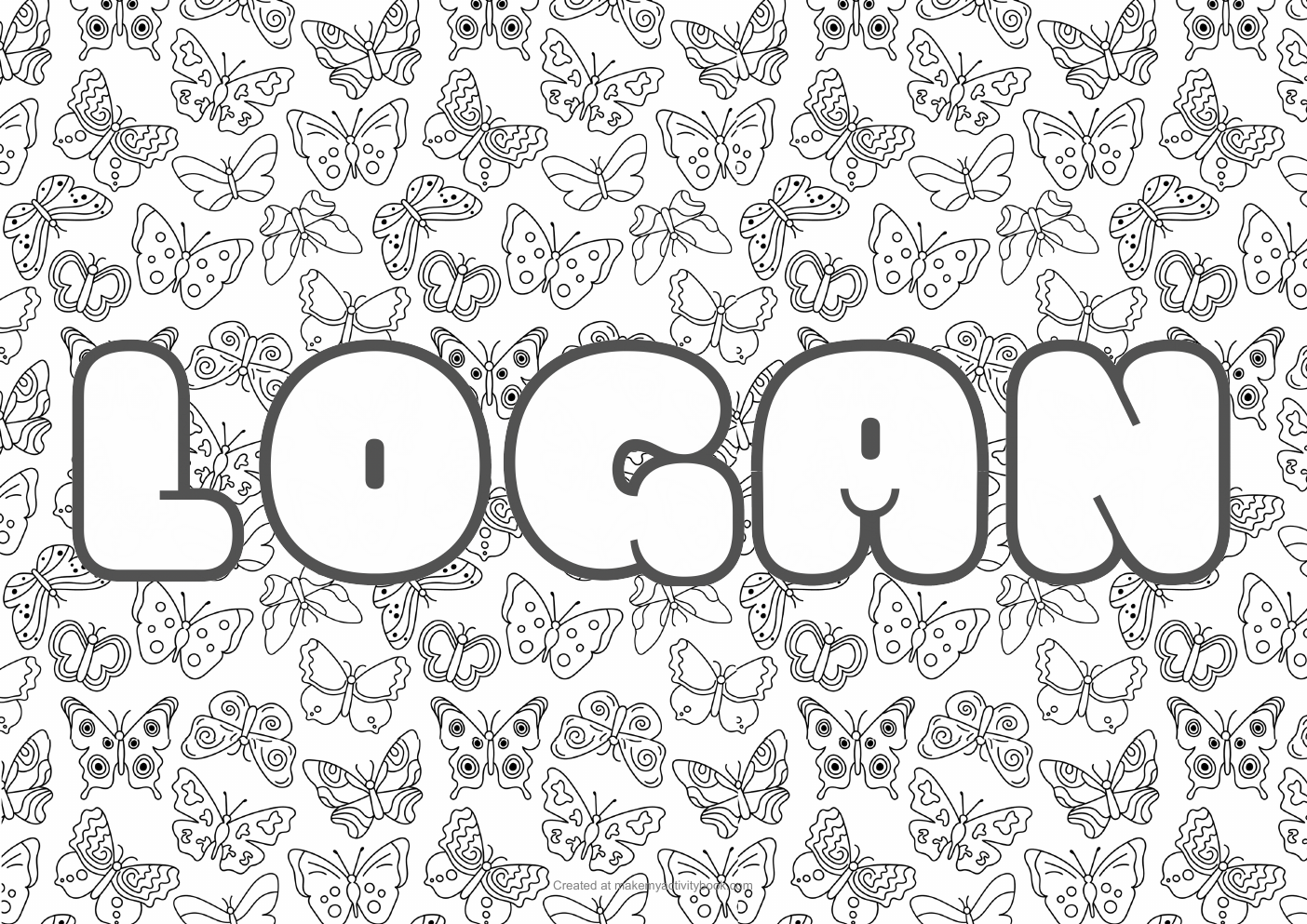 Logan butterflies colouring sheet