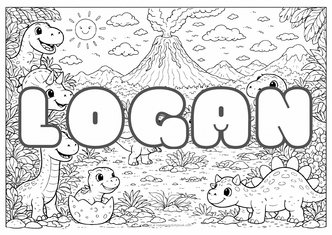 Logan dinosaur colouring sheet