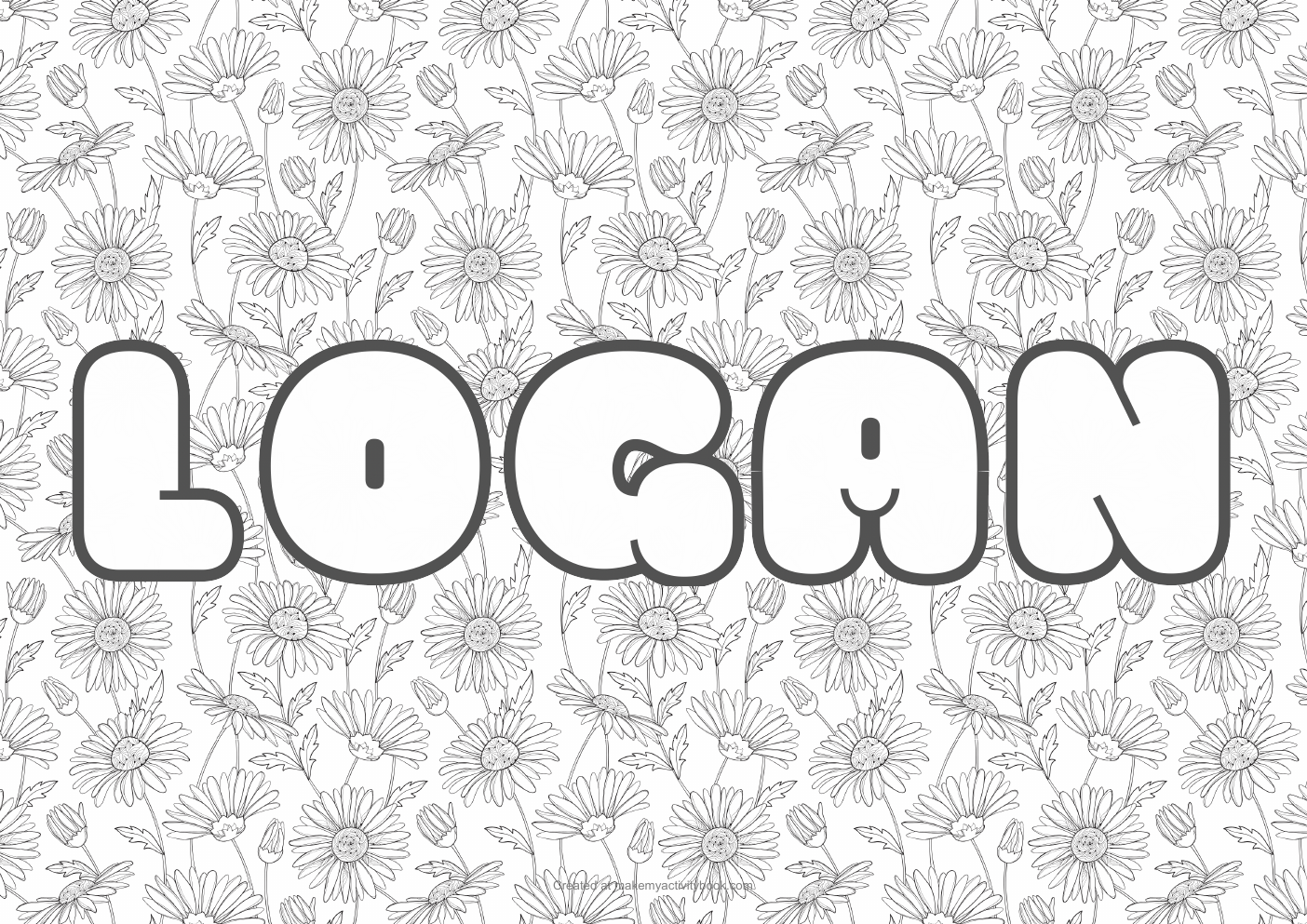 Logan flowers colouring sheet
