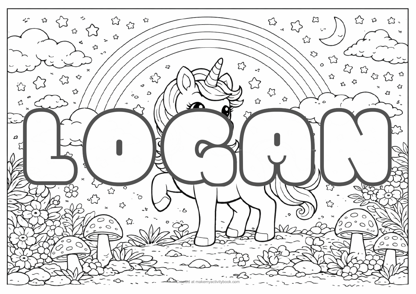 Logan unicorn colouring sheet