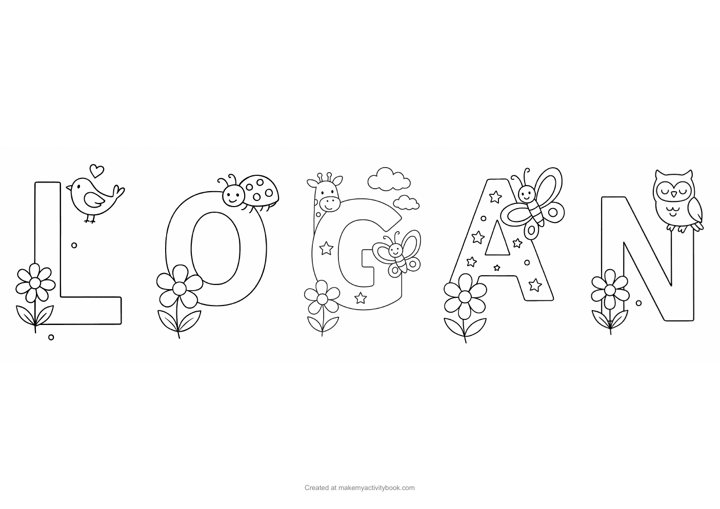 Logan letters colouring sheet