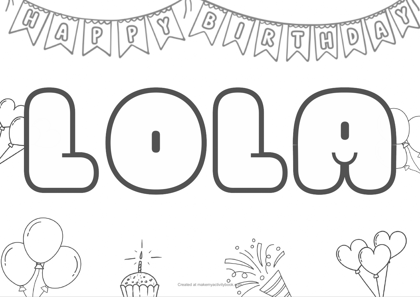 Lola birthday colouring sheet