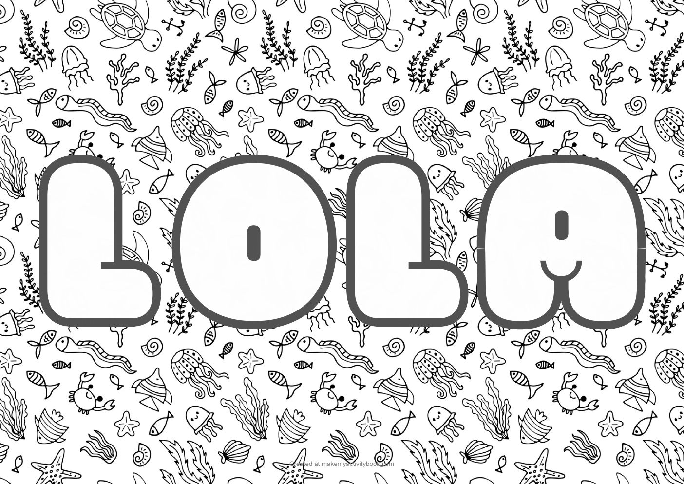 Lola sea colouring sheet