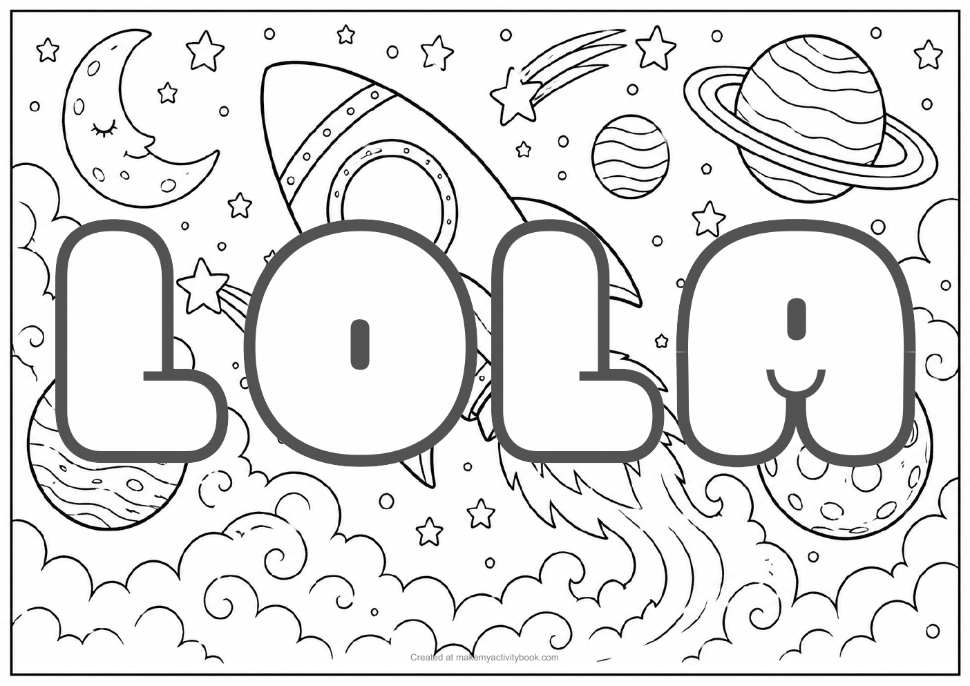 Lola space colouring sheet